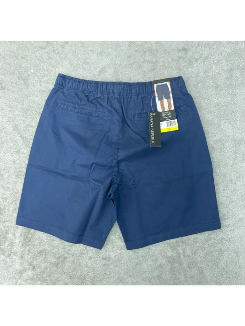 NWT Banana Republic Men's S Pull-On Chino Shorts Blue Elastic Waist